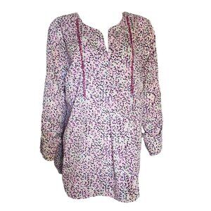 Lane Bryant Top Womens Plus‎ Size 18/20 Pink Blue Speckled Split Neck Tab Sleeve